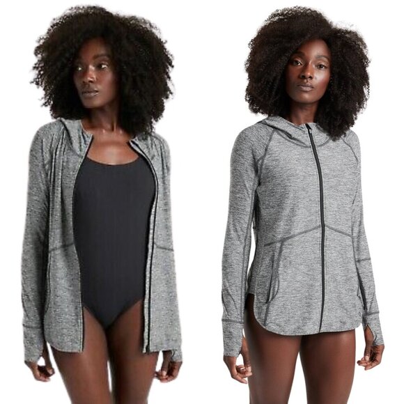 NWOT Athleta Pacifica Baja UPF Jacket Women's XS Gray Full Zip Hooded Activewear - Picture 1 of 16